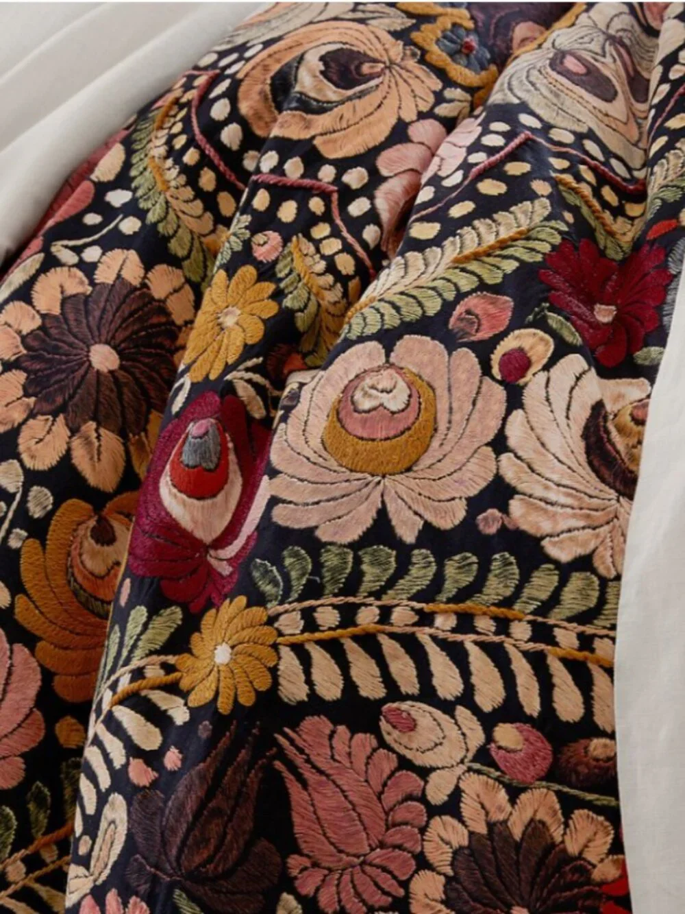 NEW! POTTERY BARN Helena Embroidered Floral Percale Duvet Cover FULL/QUEEN BOHO
